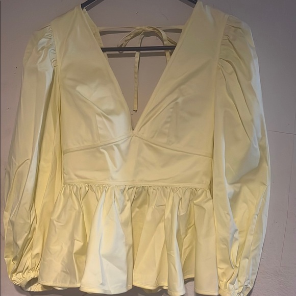 STAUD Light Yellow V-Neck Blouse